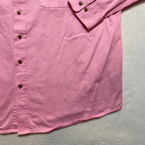 Ariat Shirt Mens 2XL Pink Long Sleeve Oxford Canvas Button Down Workwear - Picture 4 of 12